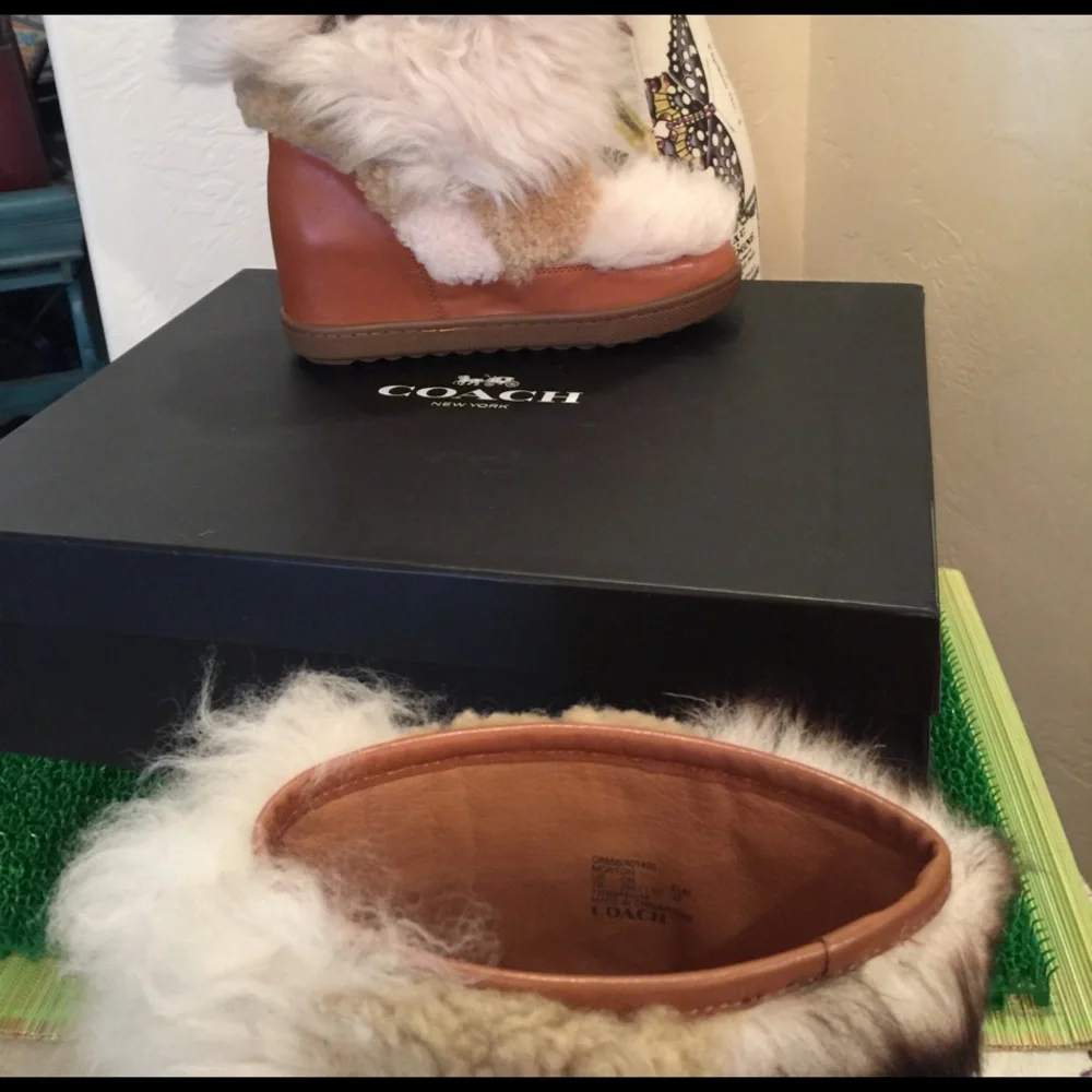 Coach Boots, Wedge Sheepskin NWB - Picture 4 of 4